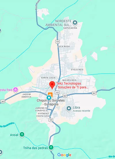 Mapa de Eunápolis com a localização da Tekz