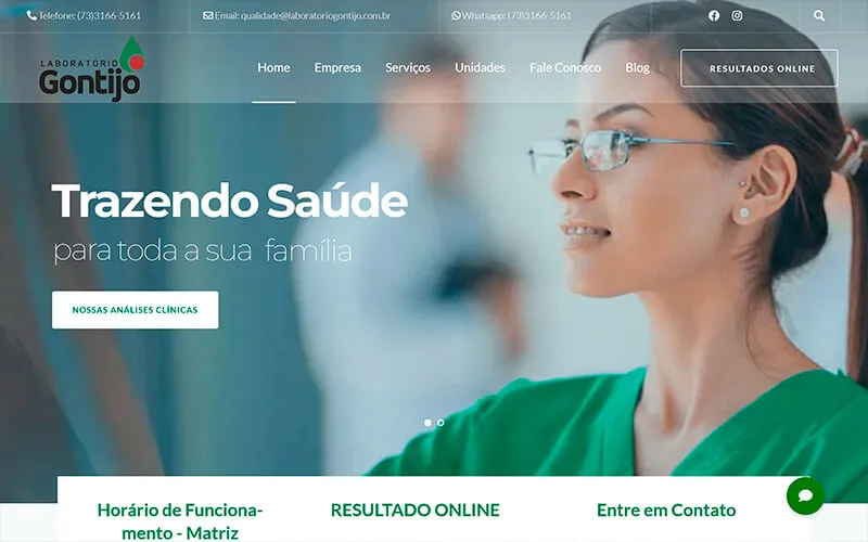 Site desenvolvido para Laboratório Gontijo