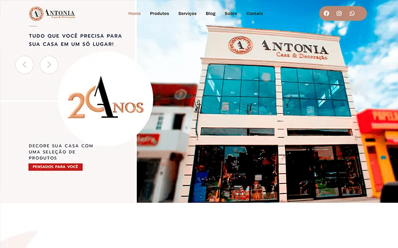 Site desenvolvido para Antonia Casa e Decoração